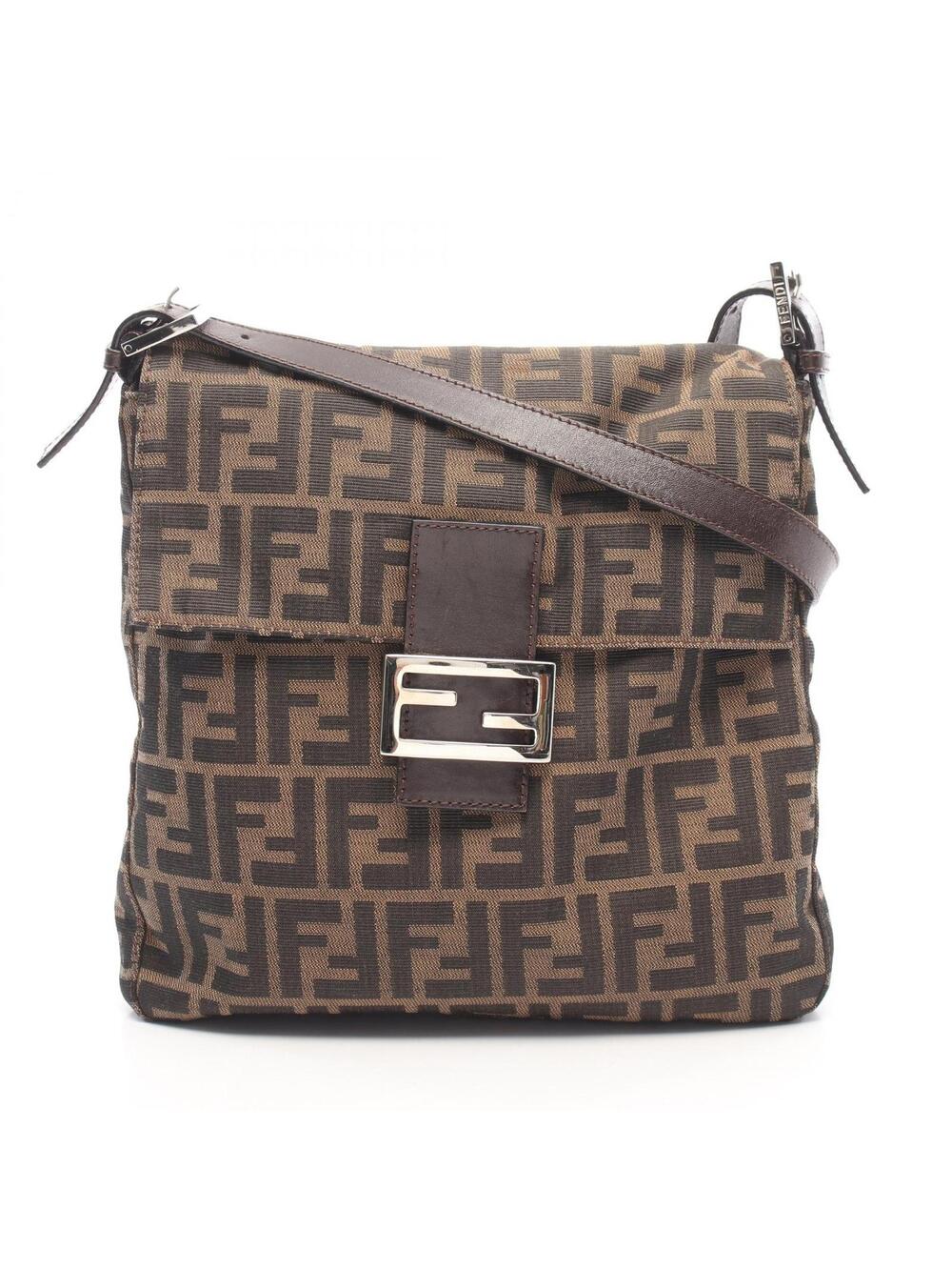 Fendi Zucca Shoulder Bag Canvas Leather #366091F12B